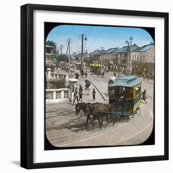 Yokohama (Japan), Horse-Drawn Streetcar, 1900-1905-Leon, Levy et Fils-Framed Photographic Print