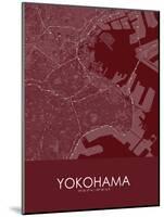 Yokohama, Japan Red Map-null-Mounted Poster