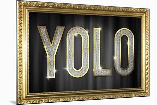 YOLO Bling Faux Frame Poster-null-Mounted Poster