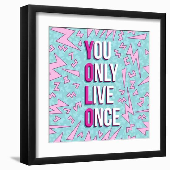 Yolo on 80s Background-cienpies-Framed Art Print