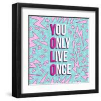 Yolo on 80s Background-cienpies-Framed Art Print