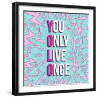 Yolo on 80s Background-cienpies-Framed Premium Giclee Print