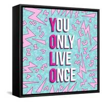 Yolo on 80s Background-cienpies-Framed Stretched Canvas