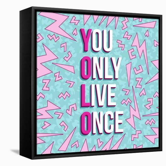 Yolo on 80s Background-cienpies-Framed Stretched Canvas