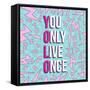 Yolo on 80s Background-cienpies-Framed Stretched Canvas