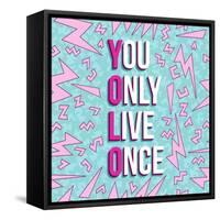 Yolo on 80s Background-cienpies-Framed Stretched Canvas