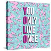 Yolo on 80s Background-cienpies-Stretched Canvas
