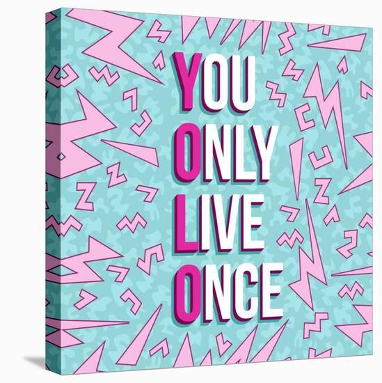 Yolo on 80s Background-cienpies-Stretched Canvas