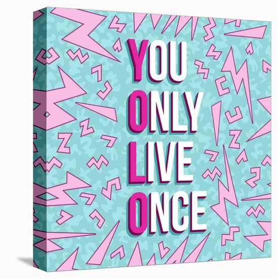 Yolo on 80s Background-cienpies-Stretched Canvas