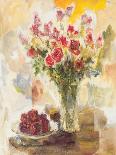 Red Roses in Crystal Vase-Yona-Stretched Canvas