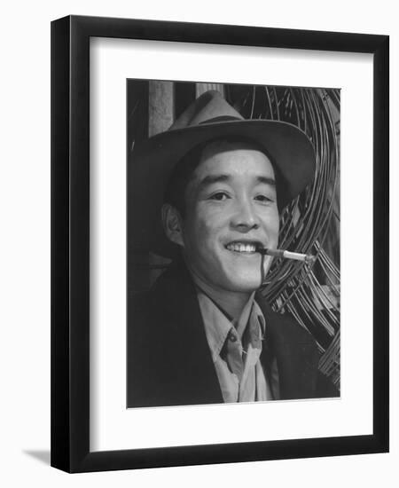 Yonehisa Yamagami, electrician, Manzanar Relocation Center, California, 1943-Ansel Adams-Framed Premium Photographic Print