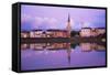 Yonne Riverbanks at Sunset, Auxerre, Yonne, Bourgogne (Burgundy), France, Europe-Guy Thouvenin-Framed Stretched Canvas