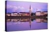 Yonne Riverbanks at Sunset, Auxerre, Yonne, Bourgogne (Burgundy), France, Europe-Guy Thouvenin-Stretched Canvas