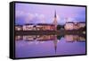 Yonne Riverbanks at Sunset, Auxerre, Yonne, Bourgogne (Burgundy), France, Europe-Guy Thouvenin-Framed Stretched Canvas