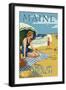 York Beach, Maine - Beach Scene-Lantern Press-Framed Art Print