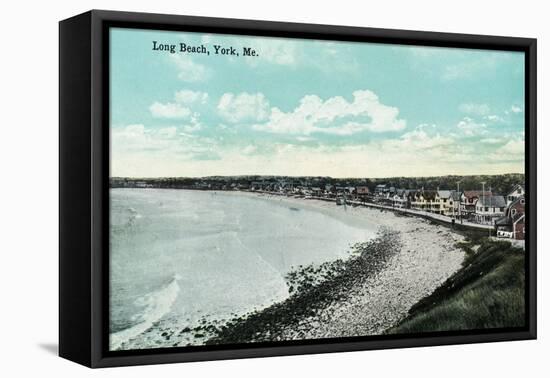 York Beach, Maine - Long Beach Scene-Lantern Press-Framed Stretched Canvas