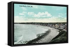 York Beach, Maine - Long Beach Scene-Lantern Press-Framed Stretched Canvas