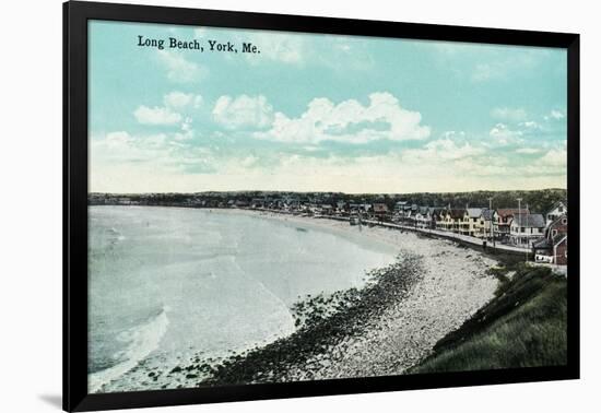 York Beach, Maine - Long Beach Scene-Lantern Press-Framed Art Print