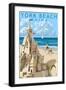 York Beach, Maine - Sand Castle-Lantern Press-Framed Art Print