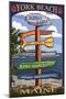 York Beach, Maine - Sign Destinations-Lantern Press-Mounted Art Print