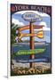 York Beach, Maine - Sign Destinations-Lantern Press-Framed Art Print