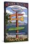York Beach, Maine - Sign Destinations-Lantern Press-Stretched Canvas
