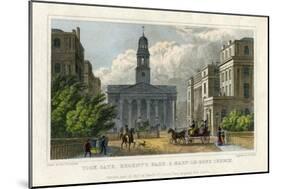 York Gate, Regent's Park, and Mary-Le-Bone Church, London, 1827-H Wallis-Mounted Giclee Print