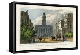 York Gate, Regent's Park, and Mary-Le-Bone Church, London, 1827-H Wallis-Framed Stretched Canvas