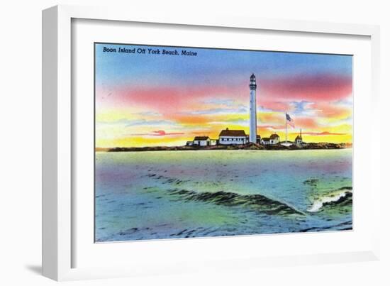 York, Maine - View of Boon Island and Lighthouse from York Beach-Lantern Press-Framed Art Print