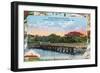 York, Maine - View of Sewall's Bridge and Clubhouse-Lantern Press-Framed Art Print