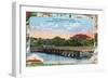 York, Maine - View of Sewall's Bridge and Clubhouse-Lantern Press-Framed Art Print