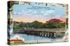 York, Maine - View of Sewall's Bridge and Clubhouse-Lantern Press-Stretched Canvas