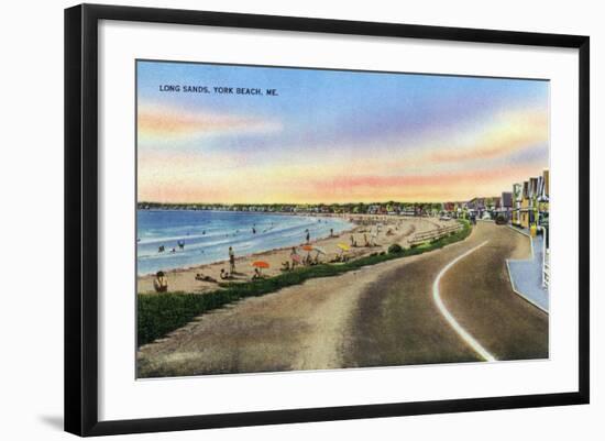 York, Maine - View of the Long Sands at York Beach-Lantern Press-Framed Art Print