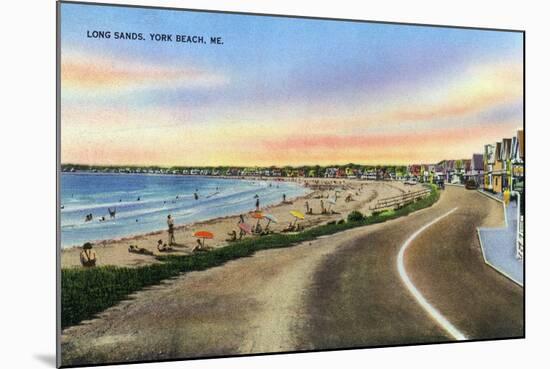 York, Maine - View of the Long Sands at York Beach-Lantern Press-Mounted Art Print