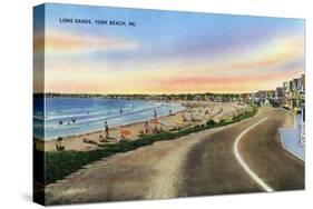 York, Maine - View of the Long Sands at York Beach-Lantern Press-Stretched Canvas