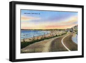 York, Maine - View of the Long Sands at York Beach-Lantern Press-Framed Art Print