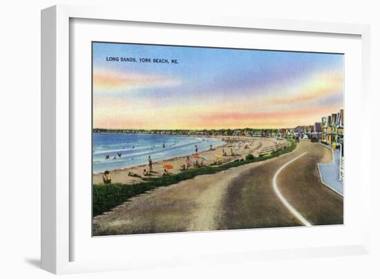 York, Maine - View of the Long Sands at York Beach-Lantern Press-Framed Art Print