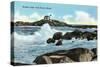 York, Maine - View of the Nubble Lighthouse-Lantern Press-Stretched Canvas