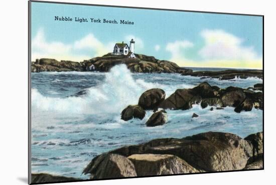 York, Maine - View of the Nubble Lighthouse-Lantern Press-Mounted Art Print