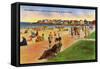 York, Maine - York Beach View of Concordville Beach and Boardwalk-Lantern Press-Framed Stretched Canvas