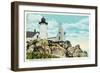 York, Maine - York Beach View of the Nubble Lighthouse-Lantern Press-Framed Art Print