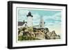 York, Maine - York Beach View of the Nubble Lighthouse-Lantern Press-Framed Art Print