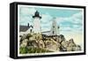 York, Maine - York Beach View of the Nubble Lighthouse-Lantern Press-Framed Stretched Canvas