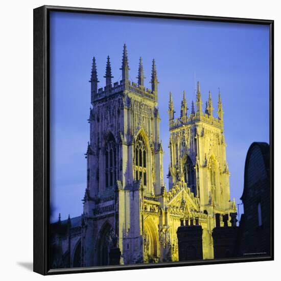 York Minster Floodlit, York, Yorkshire, England, UK, Europe-Roy Rainford-Framed Photographic Print