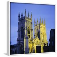 York Minster Floodlit, York, Yorkshire, England, UK, Europe-Roy Rainford-Framed Photographic Print