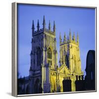 York Minster Floodlit, York, Yorkshire, England, UK, Europe-Roy Rainford-Framed Photographic Print