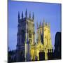 York Minster Floodlit, York, Yorkshire, England, UK, Europe-Roy Rainford-Mounted Photographic Print