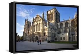 York Minster from Minster Piazza at Sunset, York, Yorkshire, England, United Kingdom, Europe-Mark Sunderland-Framed Stretched Canvas