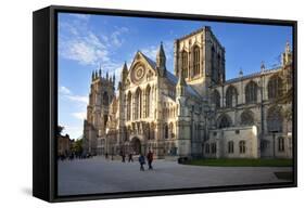 York Minster from Minster Piazza at Sunset, York, Yorkshire, England, United Kingdom, Europe-Mark Sunderland-Framed Stretched Canvas