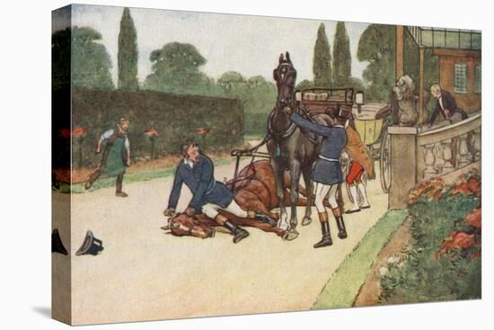 York Promptly Set Himself Down Flat on Her Head to Prevent Her Struggling-Cecil Aldin-Stretched Canvas